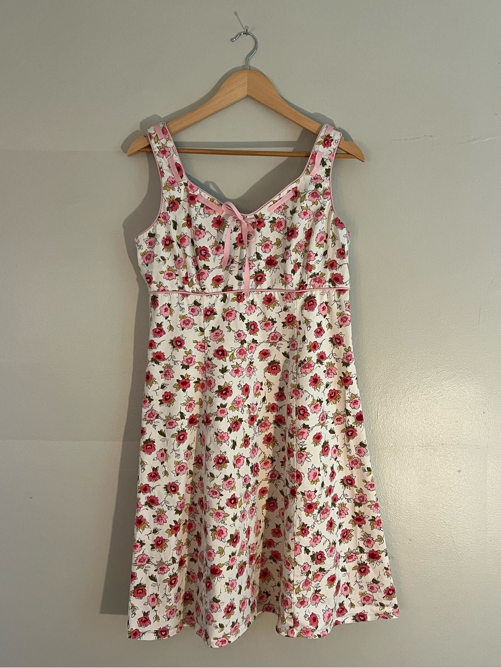 Y2K Sag Harbor White Pink Floral Rose Sundress Soft Girly Feminine Summer